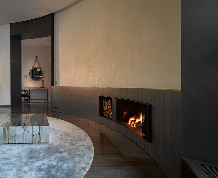circular historical residential building manhattan central park west fireplace